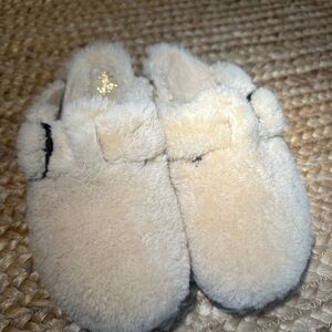 Birkenstock Cream Fuzzy Platform Shoes